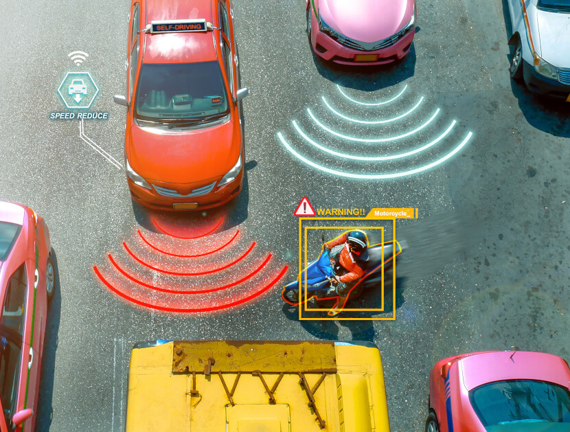 Autonomous self-driving vehicles on road
