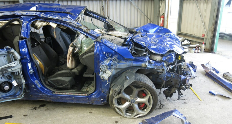 Aftermath of car crash - written off car