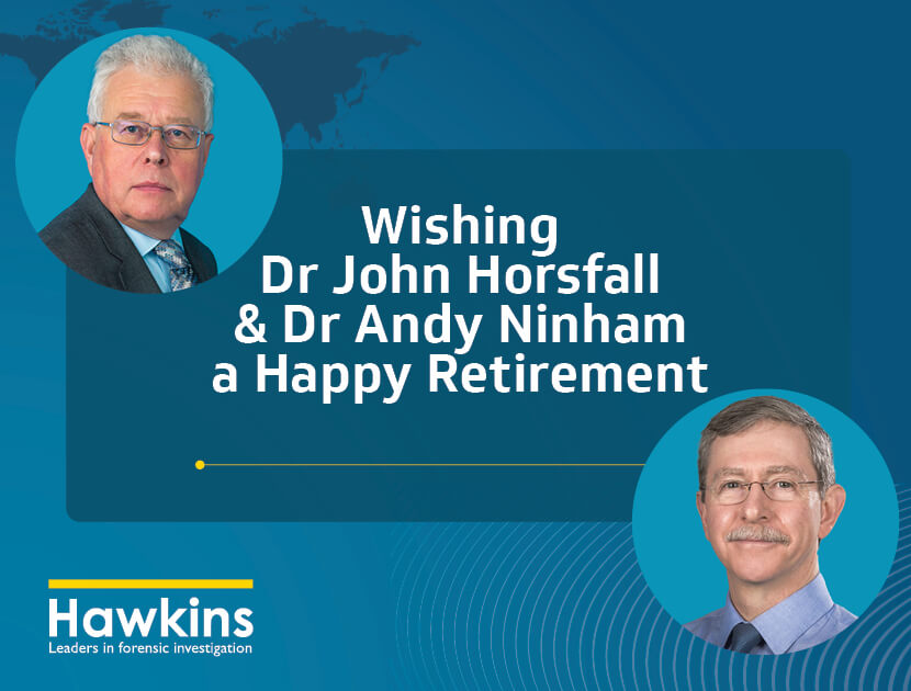News image to promote the retirement of Hawkins investigators, Dr John Horsfall and Dr Andy Ninham