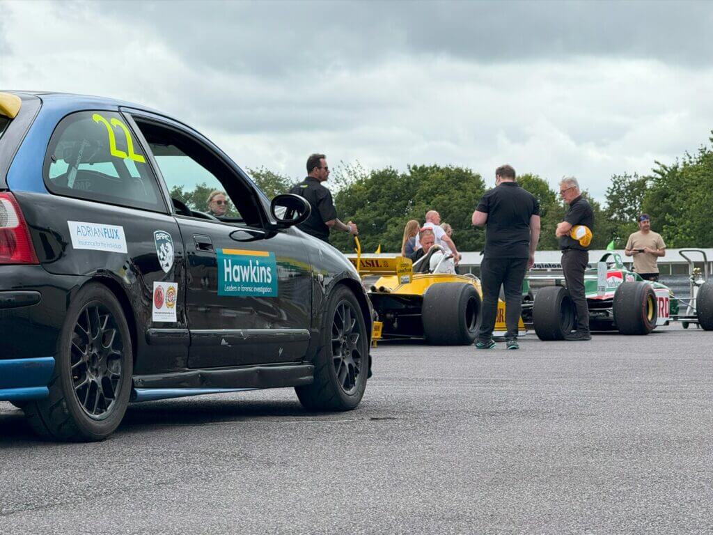 James Wade F1 Car in the background