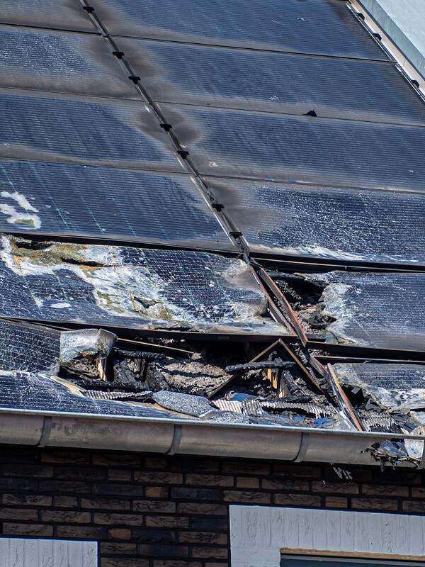 fire damaged solar panels
